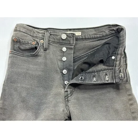 Levi's Women's Ribcage Straight Ankle Gray Denim Jeans - 27x27 (27x26.5) *READ* - Picture 3 of 9